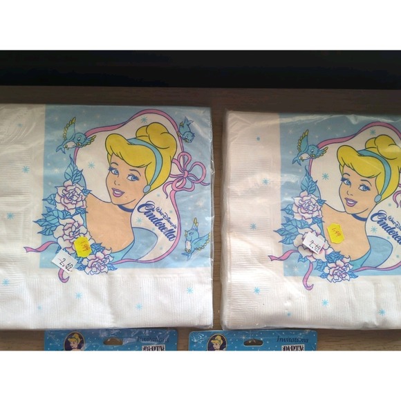 Lot of USA-Made Vintage Disney Cinderella Party Express Napkins Cards Treat Bags - Picture 3 of 9